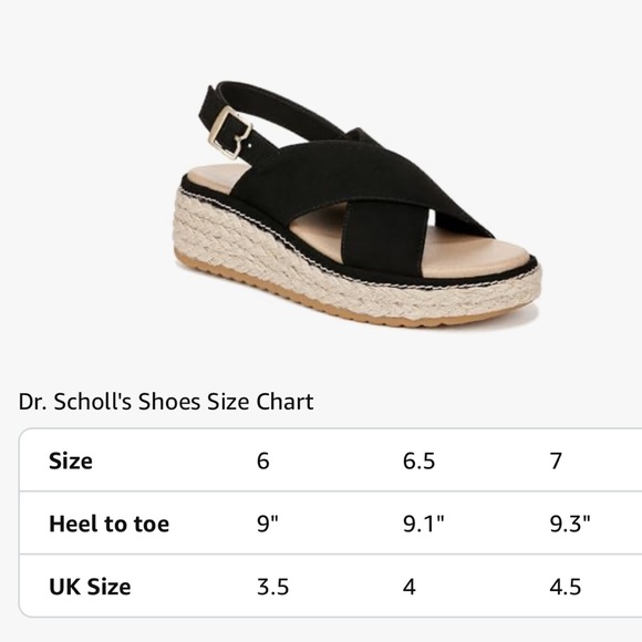 Dr. Scholls “Ember” Cross Strap Espadrille Wedge Sandal in Black Size 6 - Picture 11 of 11